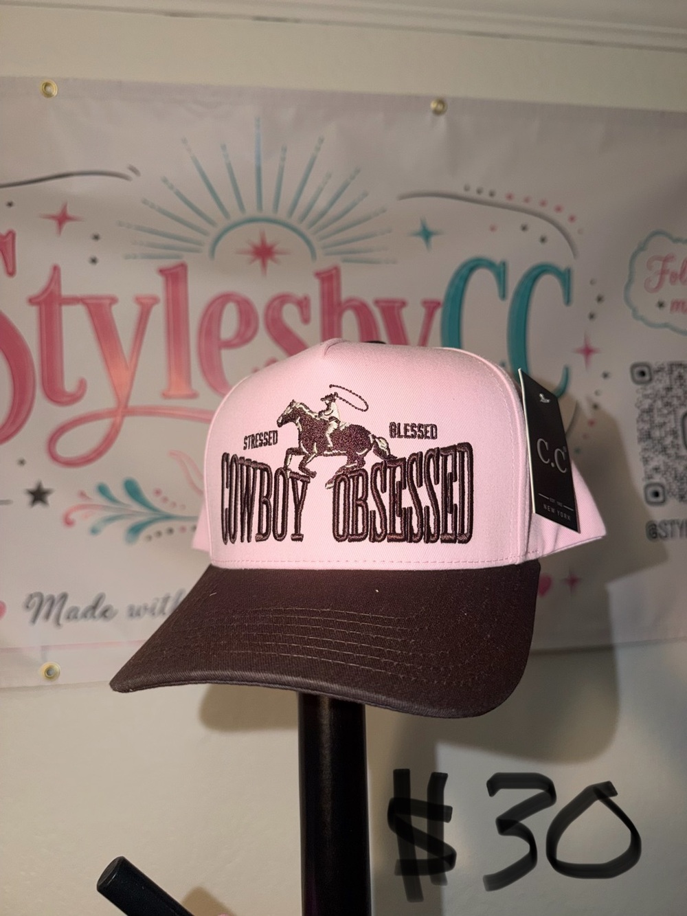 C.C Pink & Brown 'Cowboy Obsessed' Trucker Hat